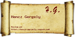 Hencz Gergely névjegykártya